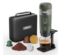 HIBREW H4B - Cafetera portátil 3 en 1, compatible con Nes*/DG*/café molido, máquina de espresso de 12 voltios para cápsulas, con soporte plegable y funda de transporte