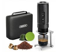 HIBREW H4C Explorer - Cafetera Espresso Eléctrica Portátil, Recargable Por USB-C Para Camping Y Viajes, Compacta Para Cápsulas Y Café Molido, Con Soporte Plegable Y Estuche De Transporte