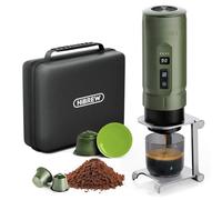 HIBREW H4C Explorer - Cafetera Espresso Eléctrica Portátil, Recargable Por USB-C Para Camping Y Viajes, Compacta Para Cápsulas Y Café Molido, Con Soporte Plegable Y Estuche De Transporte (Verde)