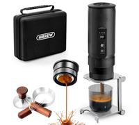 HIBREW H4C Ultra - Cafetera Espresso Eléctrica Portátil con Cesta Filtro 51mm, Recargable USB-C, para Camping y Viaje, Compatible con Café Molido, Soporte Plegable y Estuche (Negro)
