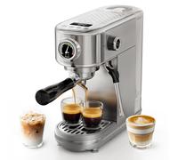 HIBREW Máquina de espresso programable, H10B, acero inoxidable cepillado, temperatura ajustable y volumen de taza, limpiador de vapor para espumador de leche