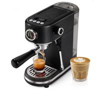 HIBREW Máquina de espresso programable, H10B, de acero inoxidable cepillado, temperatura y volumen de taza ajustables, limpiador de vapor para espumador de leche (Black)