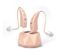 HIBRIQ Equipo de sonido recargable, caja de carga detrás de la oreja, 40 horas, reducción de ruido, 2 modos, volumen ajustable