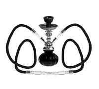 HIBRON® Cachimba shisha hookha pequeña 25cm 2 mangueras, kit de iniciación completa premium (negro)