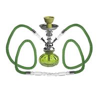 HIBRON® Cachimba shisha hookha pequeña 25cm 2 mangueras, kit de iniciación completa premium (verde)