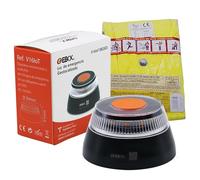 HIBRON EBOX Luz Emergencia V16 Homologada DGT con Geolocalización, Baliza Coche Conectada DGT 3.0, Datos Incluidos hasta 12/2038 + 1 Chaleco Emergencia Amarillo Reflectante