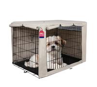 HiCaptain Funda de poliéster para Jaula de Perro, Duradera, Resistente al Viento, para Jaula de Alambre, protección Interior y Exterior (24 Pulgadas, Bronceado Claro)