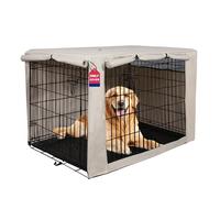 HiCaptain - Funda de poliéster para jaula de perro, funda duradera y de alta resistencia al viento para jaula de alambre, tanto para interiores como para exteriores (122 cm, tostado claro)