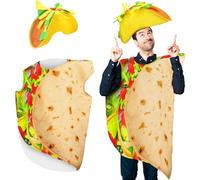 Hicarer Conjunto de disfraz de taco de Halloween para adultos, disfraz de taco de Halloween, traje de comida burrito, conjunto de lujo, divertido disfraz de cosplay para fiesta de disfraces de