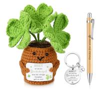 Hicarer Trébol de Cuatro Hojas Tejido con Bolígrafo de la Suerte Pequeño Amuleto de la Suerte Regalos de Ánimo Regalos de Agradecimiento Patata Positiva para Mujeres Amigas Compañeras(Correcto)