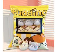 HICAS Linda Almohada de Bocadillo de Juguete de Peluche,Kawaii Lindo cojín de muñeca de Peluche,Pudín Decorativo Desmontable Gatito muñecas de Gato Creativo Juguete cumpleaños