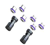 HiCHN PD - Adaptador magnético USB C de 240 W y 16 pines, conector micro USB de rotación de 180 grados, dispositivo de carga USB y transmisión de datos para smartphone, portátil (gris, paquete de 2 6
