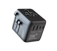 HICHOR Adaptador de enchufe de viaje europeo internacional de 70 W - Adaptador de enchufe de viaje universal rápido para Estados Unidos a Europa en todo el mundo adaptador 1 toma de CA 2 tipo A 3 tipo