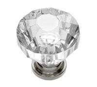 Hickory Hardware HH74689-CA14-10B Perilla de colección Crystal Palace, Tirador Puerta, diámetro de 1-1/4 pulgadas, crisacrílico con níquel pulido, 10 piezas