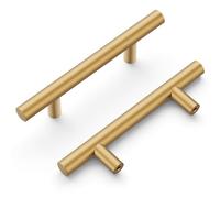 Hickory Hardware Paquete de 10 manijas de gabinete de cocina, tiradores de cajón para puertas y cajones de tocador, accesorios para baño, centro de agujero de 3 pulgadas, latón cepillado, colección