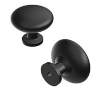 Hickory Hardware Paquete de 10 pomos redondos para gabinete de cocina, pomos de cajón y cómoda de calidad, tiradores para puertas de gabinete, cajones de baño, 1-1/8 pulgadas, negro mate