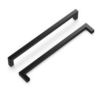 Hickory Hardware Paquete de 5 tiradores de gabinete de cocina de núcleo sólido, manijas de gabinete de lujo, accesorios para puertas y cajones de tocador, centro de agujero de 8-13/16 pulgadas, negro