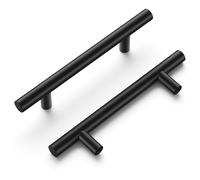 Hickory Hardware Tirador de barra de 3-3/4 pulgadas, asas para puertas de armario de cocina, cajones de baño y tocador, colección Basics, negro mate, paquete de 10