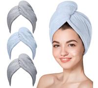 Hicober Microfiber Hair Towel 3 Packs Hair Turbans for Wet Hair Dryi