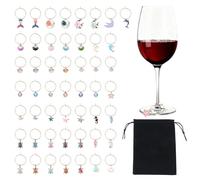 HICOHAND 50 dijes de copa de vino, marcadores de identificación de copas de vino con temática oceánica, identificador de bebidas reutilizables para cumpleaños, bodas, fiestas, decoraciones