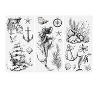 HICOHAND Calcomanías vintage para transferencia de muebles, 3 hojas de calcomanías de sirena en blanco y negro, calcomanías impermeables para muebles, manualidades