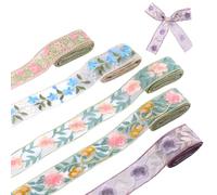 HICOHAND Cintas bordadas florales de ribete ancho, cinta bordada floral de organza de 3.3 yardas, cintas jacquard vintage bohemias para manualidades, envoltura de regalos, decoración del hogar, 5