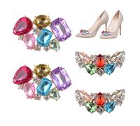 HICOHAND Clips de zapatos de diamantes de imitación, 4 clips de zapatos de cristal de 2 estilos, coloridos diamantes de imitación decorativos, hebillas desmontables para mujeres, bodas, fiestas