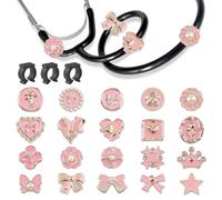 HICOHAND Elegantes dijes de estetoscopio de flores, 20 unidades, color rosa, accesorios elegantes para enfermeras, regalo para médicos pediátricos, enfermeras, enfermeras, graduación