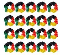 HICOHNAD Juneteenth - 20 coleteros elásticos de satén con la bandera de Jamaica, lazos étnicos para el cabello, decoraciones de Kwanzaa para mujeres, accesorios para el cabello del mes de la historia