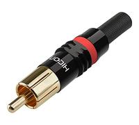 Hicon - Conector RCA (Recto, Polo: 2, 1 Unidad), Color Negro y Rojo