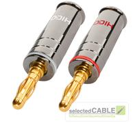 HICON Set De 2 Conectores Banana Chapado En Oro Codificados Rojo Blanco Cromados