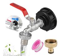 Hicoosee ibc Adaptador para depósito de 1000 L, grifo S60X6 conector roscado IBC de 3/4, grifo de desagüe para recogida de agua de lluvia