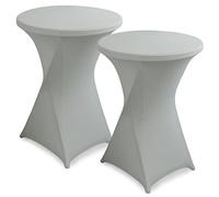 hicoosee Set de 2 Fundas elásticas para mesas Redondas de Bar, Ø 80-85 cm, Mantel de Esquinas Redonda Elásticas de Licra para Mesa Alta, Mantel Redondo para Cóctel, Boda, Banquete, Gris