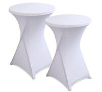hicoosee Set de 2 Fundas elásticas para mesas Redondas de Bar, Ø 80-85 cm, Mantel de Esquinas Redonda Elásticas de Licra para Mesa Alta, Mantel Redondo para Cóctel, Boda, Banquete, Blanco