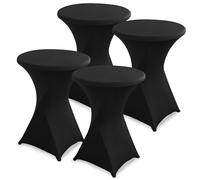 hicoosee Set de 4 Fundas elásticas para mesas Redondas de Bar, Ø 80-85 cm, Mantel de Esquinas Redonda Elásticas de Licra para Mesa Alta, Mantel Redondo para Cóctel, Boda, Banquete, Negro