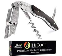 HiCoup - Sacacorchos todo en uno de clase profesional, Madera de Ébano, abrebotellas y cortador de foil, la opción preferida de los sommeliers de todo el mundo