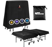 Hicover Funda de mesa de ping pong, impermeable, resistente al sol, para interiores y exteriores, se adapta a mesas universales de 9 x 5 pies, plegables y planas, con bolsa organizadora de palas, tela