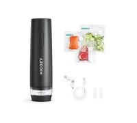 HiCOZY Envasadora al Vacio Domestica, Sellador al Vacío de Alimentos de un solo Toque Depósito de Agua Visible, Maquina Envasar al Vacio Compacta con 30 Bolsas Reutilizables, Gris