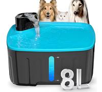 Hicuper Fuente de agua grande para perros, cuenco de 2.1 galones, 8 L, con ventana de nivel de agua, recordatorio LED, bomba silenciosa para varios perros