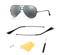 HiCycle2 Adecuados/reemplazo para gafas de sol 3025 de aviador, patillas para brazos, almohadillas para la nariz, puntas de las patillas, Brazo negro y patillas negras, 145mm