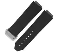 HiCycle2 Reemplazo de la banda de reloj para Big Bang Luna Rossa Correa de goma Correa de reloj 25 * 19 mm (Negro y plata)