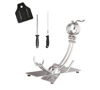 Hidalgo Soporte Jamonero Afinox Base X de Acero INOX Primus + Set Cuchillo y chaira + Regalo Cubre Jamón