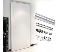 Hidden Ghost - Riel de puerta corrediza con espejo de cierre suave con guía de suelo, kit de riel para puerta de granero sin rieles