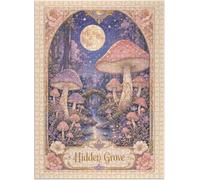 Hidden Grove - Rompecabezas de bosque de hongos iluminado por la luna de 300/500/1000 piezas, rompecabezas de arte inspirado en cartas del tarot estético femenino, 500 piezas (38 x 52 cm)