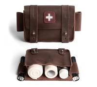 Hide & Drink, Bolsa vacía de Primeros Auxilios, Mini Bolsa médica para estotaje - Hecha a Mano de Cuero de Grano Completo - marrón Bourbon