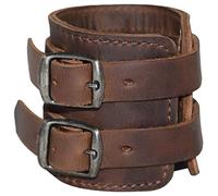 Hide & Drink, Elegante Brazalete Tipo Cartera de muñeca, Pulsera con Bolsa Secreta, Soporte para Efectivo, Organizador de Dinero, Cuero de Grano Completo, Hecho a Mano, marrón Bourbon, Regular,