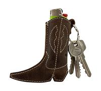 Hide & Drink, Llavero para encendedor de botas hecho a mano de cuero de grano completo, bonito, moderno, elegante, accesorio - Llavero para fácil fijación a casa, coche, llaves de oficina, ideal como regalo - Bourbon Brown
