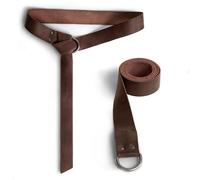Hide & Play, Cinturón medieval de medio anillo hecho a mano de cuero de grano completo - Correa ajustable estilo vikingo para cosplay, fiestas, accesorios - Marrón Bourbon, Bourbon Marrón
