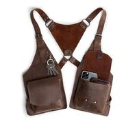 Hide & Play, Funda de Hombro Hecha a Mano con Cuero de Grano Completo, Correas Ajustables, Ideal para Cosplay, Fiestas de Disfraces, marrón Bourbon, marrón Bourbon, Talla única