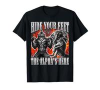 Hide Your Feet The Alpha Is Here Funny Hilarante Wolf Camiseta